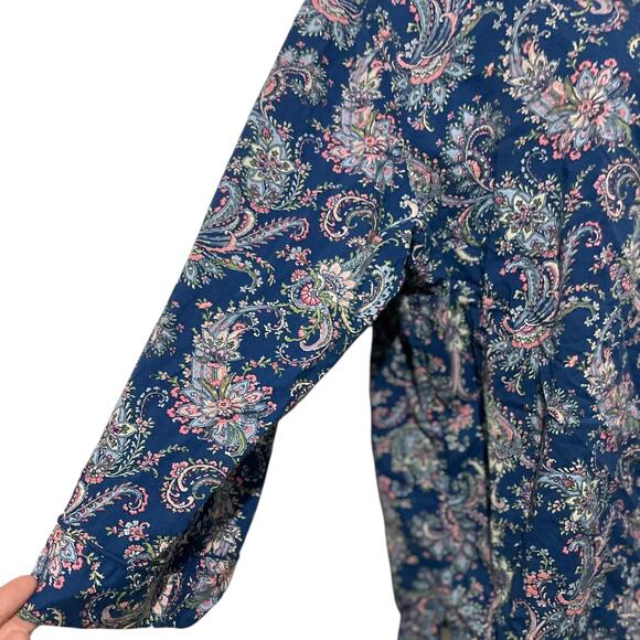Lauren Ralph Lauren Sleep Shirt Womens XL Blue Paisley Black Label Sleepshirt - Picture 4 of 12